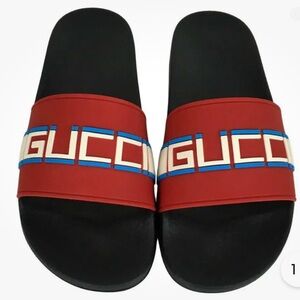 New Gucci Slides men’s size 47 euro size 12/13 brand new logo with box, dust bag